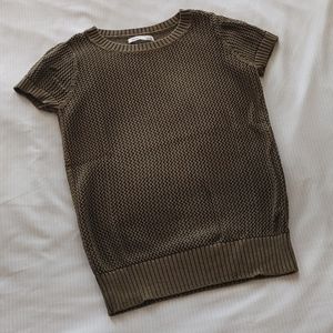 Old Navy open weave olive short sleeve sweater